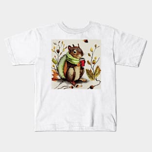 Squirrel Drinking Hot Drink / Autumn Moods Kids T-Shirt